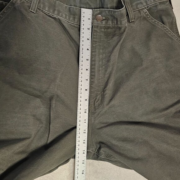 Vtg Carhartt Pants Mens 42x31.5 Olive Green B11 Duck Carpenter Work USA 90s - Picture 12 of 16